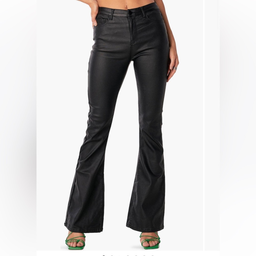 Edikted black Faux Leather Flared Pants